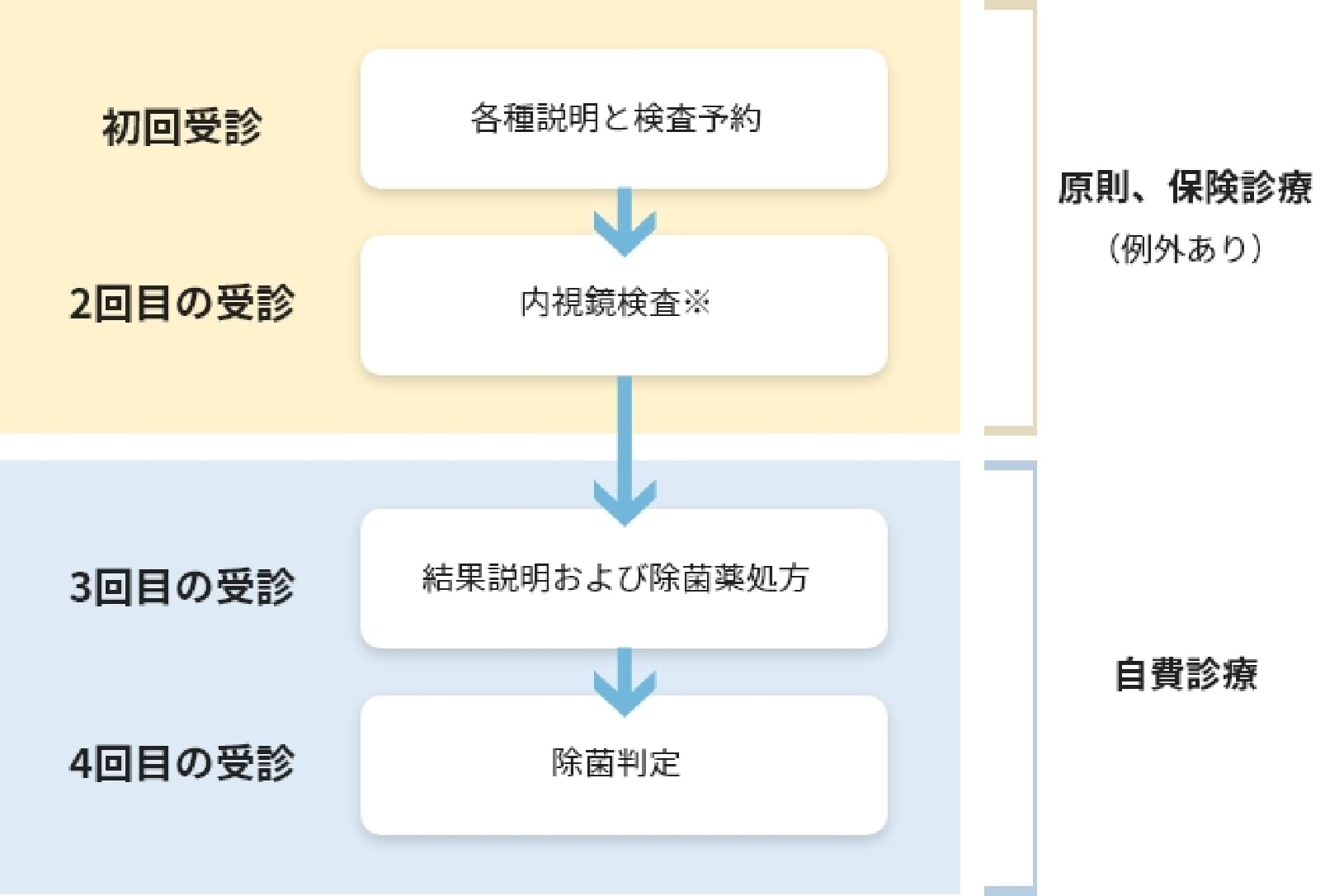 受診、治療の流れフロー図