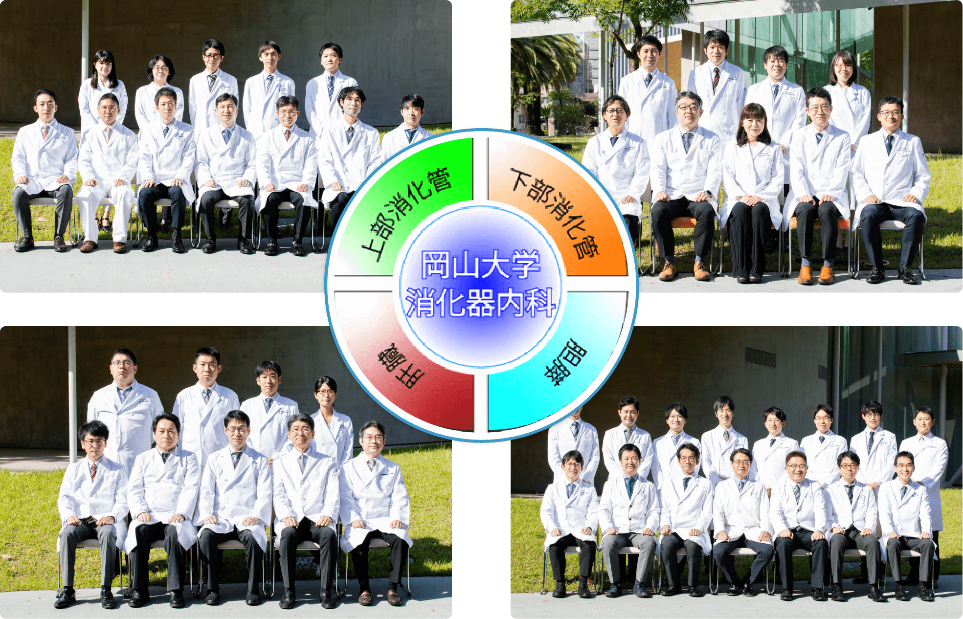 岡山大学消化器内科の各グループの集合写真